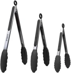 Tongs For Cooking - Set Of 3 (7, 9, 12 Inches) - Heavy Duty, 304 Stainless Steel BBQ And Kitchen Tongs With Silicone Tips (3 COLORS AVAILABLE) -Kitchen Island Sale 4115TB0eiML. AC