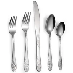 40-Piece Silverware Flatware Set For 8, Stainless Steel Silverware Flatware Cutlery Set, Include Knife/Fork/Spoon, Mirror Finished, Dishwasher Safe