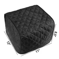 4 Slice Toaster Cover, Polyester Fabric Quilted Four Slice Toaster Appliance Dust-proof Cover For Kitchen Small Appliance Dust Cover And Fingerprint Protection (Black)