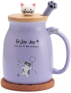 Novelty Cat Mug Cute Ceramic Coffee Cup With Kawaii Wooden Kitty Lid, Lovely Cat Claw Spoon, Anime Wooden Cat Coaster, Cat Things Pink Birthday Mug Gift For Cat Lovers Girl Kids Women 480ML (Pink) 20 Novelty Cat Mug Cute Ceramic Coffee Cup With Kawaii Wooden Kitty Lid, Lovely Cat Claw Spoon, Anime Wooden Cat Coaster, Cat Things Pink Birthday Mug Gift For Cat Lovers Girl Kids Women 480ML (Pink) -Kitchen Island Sale 411QMspicjL. AC