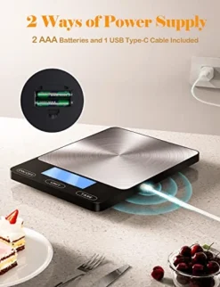 33lb Digital Food Scale, Rechargeable Kitchen Scale For Food Ounces And Grams, 304 Stainless Steel For Cooking Baking, Batteries And Type-C Charging Cable Included -Kitchen Island Sale 411T2acB19L