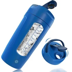 Blender Bottles, Protein Shaker Bottle For Protein Mixes USB-Rechargeable Powerful Electric Shaker Bottles Includes Supplement Storage - BPA Free | 20 Oz Cup (Blue)
