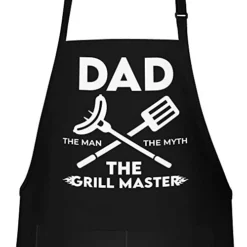 APRON DADDY Apron For Men - Dad The Man The Myth The Grill Master - Adjustable Large 1 Size Fits All - Poly/Cotton Apron With 2 Pockets - BBQ Gift Apron For Father, Husband, Chef -Kitchen Island Sale 411wvPoDyiL
