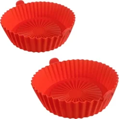 Fryer Silicone Liner, 2 Pcs Round 9.5inch Baking Parchment Air Fryer Silicone Pot,Oil Resistant Extra Large Food Grade Baking Liner For Baking Roasting Microfwave Air Fryer 3QT Above (9.5inch)