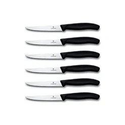 Victorinox Swiss Classic 6-Piece Steak Set (4½" Spear Point Serrated) Black, 4.25 X 0.5 X 0.5 Inches, Multicolor
