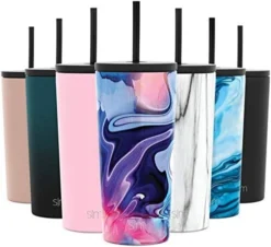 Insulated Tumbler With Lid And Straw | Iced Coffee Cup Reusable Stainless Steel Water Bottle Travel Mug | Gifts For Women Men Her Him | Classic Collection | 20oz | Rose Gold -Kitchen Island Sale 412CRLl0CDL. AC