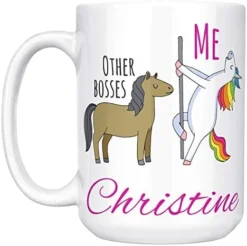 Other Bosses Vs Me Unicorn Coffee Mug, 11oz - Personalized Boss Gifts For Women With Name - Double Sided Print - Unique Bossycorn Coffee Cup | Boss Lady Gifts -Kitchen Island Sale 412Jo40MOtL. AC