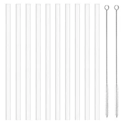 10-Pack Replacement Straws Compatible With Hydro Flask Wide Mouth Bottle Straw Lid With Straw Brush, BPA Free (Fit For Hydroflask Bottles)