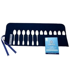 12 Section Silver Teaspoon Or Salad Fork Storage Roll, Blue