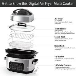 Artestia 12-in-1 Multi Cooker With Air Fry, Sous Vide, Rice, Sauté, Slow Cook, Steam, Roast, & Grill - Removable 6.5 QT Cooking Bowl, 12 Pre-Set Programs, Stainless Steel -Kitchen Island Sale 412kQ5wIZuL