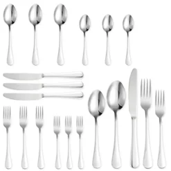 20-Piece Silverware Set, Reusable Stainless Steel Flatware Cutlery Sets, Not Easy To Fade，Dishwasher Safe，Firm Forks And Spoons Silverware Serving Set Utensils For 4, (Silver)