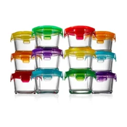 12PC Food Storage Containers - 4.48oz Mini Stackable Superior Premium Glass Meal-prep W/Airtight Locking Lid, BPA-Free Leakproof, Freezer-to-Oven-Safe, For Baby Food Snacks Fruits & Nuts