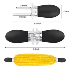 10Pcs/5 Pairs Corn Holders, Stainless Steel Corn On The Cob BBQ Fork Skewers For Home Cooking Parties Camping(Black)