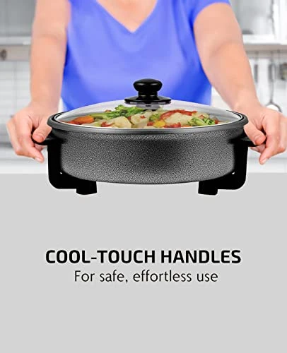 12-Inch Nonstick Electric Skillet - Aluminum Coated Grill Pan & Glass Lid Cover 3 12-Inch Nonstick Electric Skillet - Aluminum Coated Grill Pan & Glass Lid Cover - Image 3