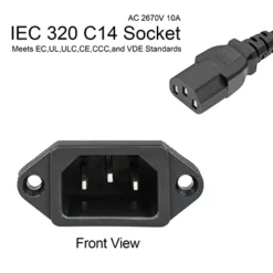 3 Pack Screw Mount 3 Pins Inlet Power Plug Socket IEC320 C14 AC 250V 10A By QTEATAK