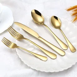 Riout Gold Silverware Set, 20 Piece Golden Cutlery Set Service For 4, Stainless Steel Flatware Set Include Spoons Forks Knives Tableware Utensil Set For Kitchen Home Restaurant, Shiny Gold Polished -Kitchen Island Sale 413N8LdYSeL