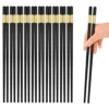 10 Pairs Non-Slip Fiberglass Chopsticks, Reusable Chopsticks Gift Set Dishwasher Safe, Easy To Use And Clean, Square Lightweight For Home Kitchen, Hotel, Restaurant Dining Tools, Black And Gold