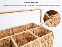 Wicker Flatware Organizer, Hand Woven Water Hyacinth Cutlery Holder For Countertop With Handle, 1 Pack -Kitchen Island Sale 413myWNATvL