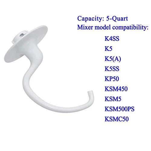 UP2WIN C Dough Hook K5ADH, 5 Qt, White 2 UP2WIN C Dough Hook K5ADH, 5 Qt, White - Image 2