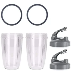 2 Pack Replacement 24oz Cups With Two Flip Top To Go Lid And Rubber Seals, Compatible With NutriBullet 600w/900w Blender Accessory