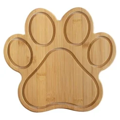 Paw Shaped Bamboo Serving And Cutting Board, 11" X 10", Natural