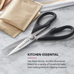 KitchenAid No Mess Multi Function Can Opener, One Size, Gray & All Purpose Shears With Protective Sheath, One Size, Black -Kitchen Island Sale 414X3NAgP3L