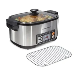 Hamilton Beach 9-in-1 Digital Programmable Slow Cooker With 6 Quart Nonstick Crock, Sear, Saute, Steam, Rice Functions, Stainless Steel (33065)