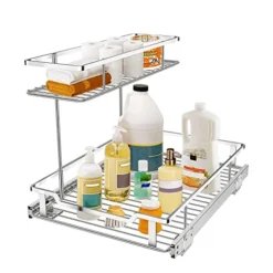 Tksrn Pull Out Cabinet Organizer, Under Sink Organizer Kitchen Slide Out Storage Shelf With 2 Tier Sliding Wire Drawer - 12.6W X 16.5D X 13H - Request At Least 13 Inch Cabinet Opening