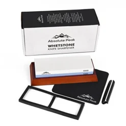 Best Whetstone Knife Sharpener Kit | 1000/6000 Grit Knife Sharpening Stone & Honing Stone | NonSlip Bamboo Base | Angle Guide, MicroFiber Polishing Cloth, & How To Sharpen A Knife EBook