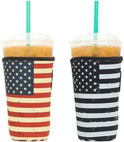 Axendale Iced Coffee Sleeve For Large Sized Cups - 2 Pack - Neoprene Iced Coffee Sleeve (2 PK Large 32oz, American Flag) -Kitchen Island Sale 415HAIbiWhL. AC