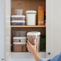 Sistema 5-Piece Food Storage Containers For Pantry With Lids And 2 Measuring Cups For Flour And Sugar, Dishwasher Safe, White -Kitchen Island Sale 415LVFd9nxL