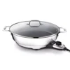 Electrics Stainless Steel And Nonstick Surface Skillet 7 Quart 1800 Watts Temp Control, Cookware, Pots And Pans, Oven, Broil, Dishwasher Safe