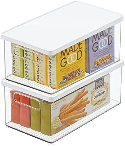 MDesign Plastic Pantry Storage Box Container With Lid And Built-In Handles - Organization For Flour, Cereal, Pasta, Rice, Or Food In Kitchen Cupboard, Ligne Collection, 2 Pack, Clear/Smoke Gray 8 MDesign Plastic Pantry Storage Box Container With Lid And Built-In Handles - Organization For Flour, Cereal, Pasta, Rice, Or Food In Kitchen Cupboard, Ligne Collection, 2 Pack, Clear/Smoke Gray - Image 8