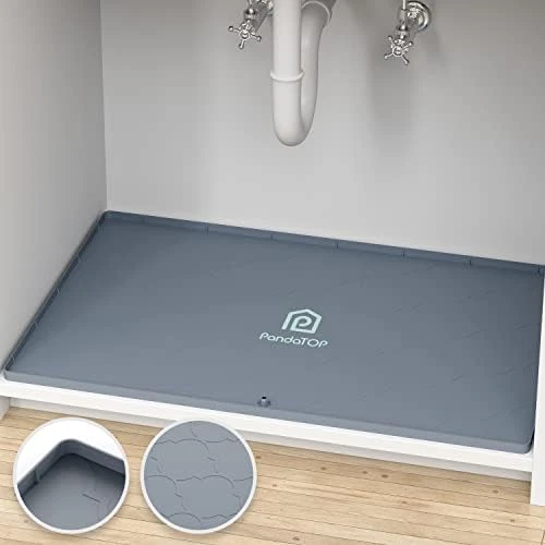 Under Sink Mat, 28" X 22" Silicone Kitchen Cabinet Tray, Waterproof & Flexible Under Sink Liner For Kitchen Bathroom And Laundry Room 10 Under Sink Mat, 28" X 22" Silicone Kitchen Cabinet Tray, Waterproof & Flexible Under Sink Liner For Kitchen Bathroom And Laundry Room - Image 10