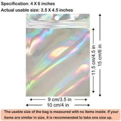 100 Pack Holographic Bags For Small Business, 4 X 6", Resealable Ziplock Foil Pouch Bags For Multipurpose Storage (4 X 6 Inches) -Kitchen Island Sale 4172r4g780L