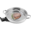 11.8" Large Capacity Electric Skillet - For Fry Bake Steam Simmer (Silver)