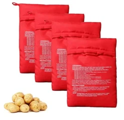 XINGZI Microwave Potato Cooker Bag 4PCS Reusable And Washable Express Saving Time Baking Fabric Pouch Bag For Any Type Of Potatoes Express Bake Perfect Potatoes Just In 4 Minutes