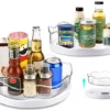 [2 Pack] Lazy Susan Organizer With Removable Bins, Non-Skid Lazy Susan Turntable For Cabinet Refrigerator, Rotating Turntable Organizer For Pantry Countertop Cupboard Kitchen Bathroom, 9" & 11", White