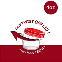 (4 Ounce 10 Pack) Twist Cap Containers Clear Bottom With Red Top Screw On Lids Twist Top Food Storage Freezer Reusable Containers 18 (4 Ounce 10 Pack) Twist Cap Containers Clear Bottom With Red Top Screw On Lids Twist Top Food Storage Freezer Reusable Containers -Kitchen Island Sale 41857RT32RL