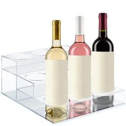 Acrylic Bottle Holder | Wine Display Riser | 9 Bottles, 3 Tier Rack | Bar Counter-Top Display Stand | Wine Rack Holder For Kitchen, Pantry, Fridge | Storage Organizer For Wine, Soda, Syrups And Beer -Kitchen Island Sale 418Uf6uRq6L
