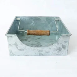Rustic Galvanized Metal Napkin Holder,Napkin Dispenser For Kitchen Tables, Gifts, Indoor Or Outdoor Dining (7” X 7” X 2.6”)