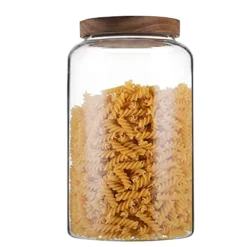 100 FL OZ (3000ml) Large Glass Food Storage Jar With Airtight Wooden Lid, Glass Storage Canisters Container, BPA-Free Cereal Dispenser Jars For Spaghetti Pasta, Tea, Coffee, Spice, Powder
