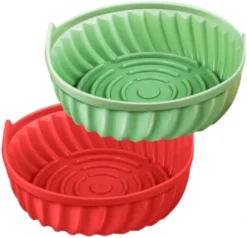 2 Pack Air Fryer Silicone Liners - Reusable Air Fryer Silicone Pot Air Fryer Basket For 5 QT Or Bigger Square Round Air Fryer Oven Accessories Silicone Baking Tray Pots -Kitchen Island Sale 419 MiKreVL. AC 1