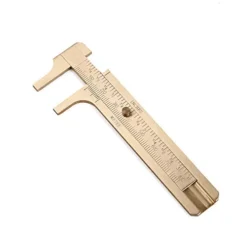 Shuxy Retro Vernier Caliper Copper Alloy Mini Brass Sliding Pocket Caliper Metal Double Scale For Measuring Gemstones And Jewelry Components Bead Wire Guitar Repair 80 Mm /3.15"