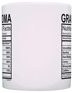 Mothers Day Gifts For Grandma Nutritional Facts Label Funny Gifts For Grandma Gag Gift Coffee Mug Tea Cup White -Kitchen Island Sale 419JY9i2Y0L
