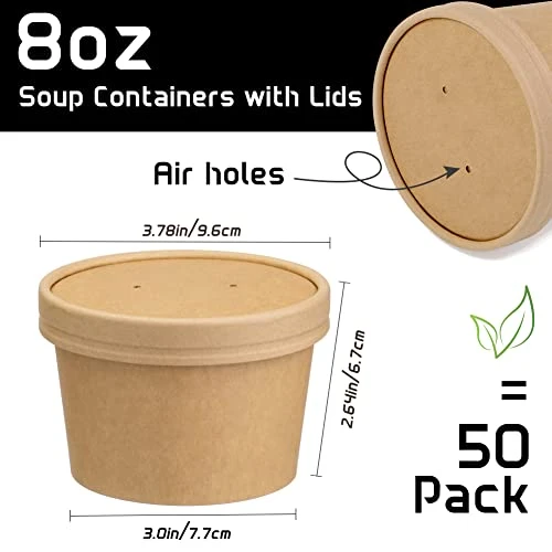 50 Pack 8 Oz Soup Containers With Lids,Disposable Containers With Lids For Food,ice Cream Cups With Lids. It Is Very Suitable For Storing Food In The Refrigerator Or Carrying Out 2 50 Pack 8 Oz Soup Containers With Lids,Disposable Containers With Lids For Food,ice Cream Cups With Lids. It Is Very Suitable For Storing Food In The Refrigerator Or Carrying Out - Image 2