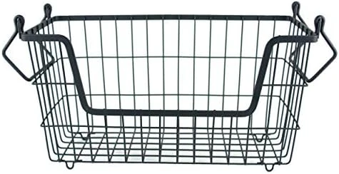 Metal Wire Mesh Stackable Utility Storage Bin, Medium Rectangle, 13x11x9", Black 6 Metal Wire Mesh Stackable Utility Storage Bin, Medium Rectangle, 13x11x9", Black - Image 6