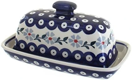 Blue Rose Polish Pottery Prairie Garden Butter Dish 6 Blue Rose Polish Pottery Prairie Garden Butter Dish - Image 6