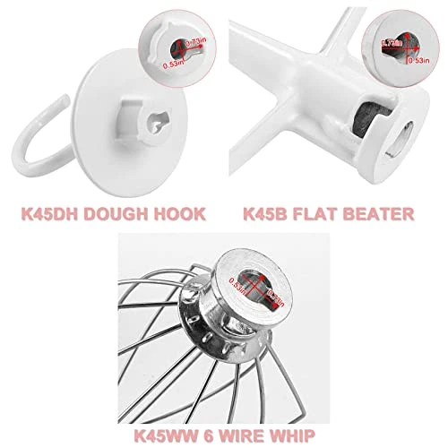 Kitchen Mixer Attachment Include K45WW Wire Whip&K45DH Dough Hook&K45B Coated Flat Blade Paddle, 3 Pieces Stand Mixers Repair Set-Stainless Steel 2 Kitchen Mixer Attachment Include K45WW Wire Whip&K45DH Dough Hook&K45B Coated Flat Blade Paddle, 3 Pieces Stand Mixers Repair Set-Stainless Steel - Image 2