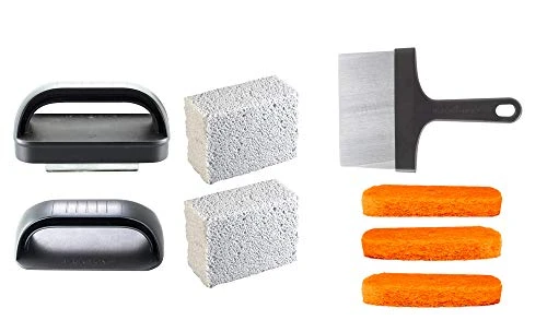 Blackstone 5060 Grill & Griddle Kit 8 Pieces Premium Flat Top Grill Accessories Cleaner Tool Set-1 Stainless Steel 6" Scraper, 3 Scouring Pads, 2 Cleaning Bricks, And 1 Handle, Black 2 Blackstone 5060 Grill & Griddle Kit 8 Pieces Premium Flat Top Grill Accessories Cleaner Tool Set-1 Stainless Steel 6" Scraper, 3 Scouring Pads, 2 Cleaning Bricks, And 1 Handle, Black - Image 2